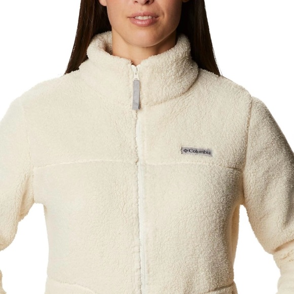 Women's Plus Sized West Bend Full Zip Sherpa Fleece Jacket - Chalk White - Picture 8 of 11